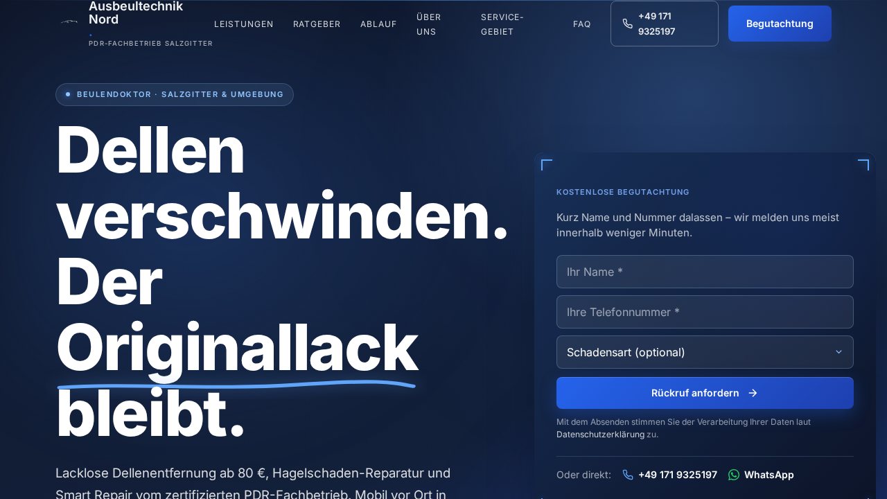 Screenshot der Website von Ausbeultechnik Nord in Salzgitter, gestaltet von LAYRR